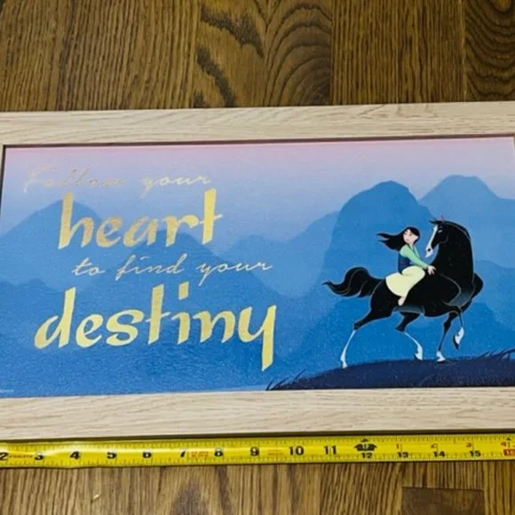 Walt Disney Mulan Picture Wall Hanging Art 18X10 Heart Destiny Khan vtg picture